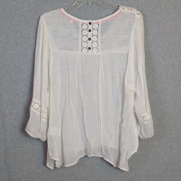 Jolt White Ivory Flowy Top Crochet Detail Women's L - Picture 2 of 4
